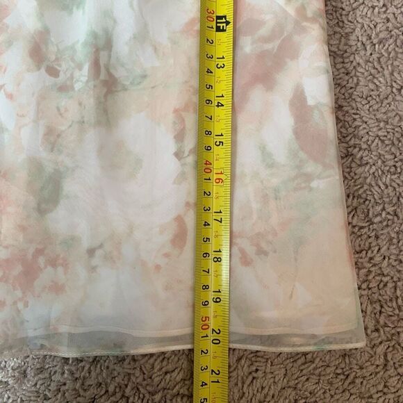 Jenny Yoo White Green Pink Cropped Tank Top Floral 0 Chiffon Abstract - Picture 8 of 8